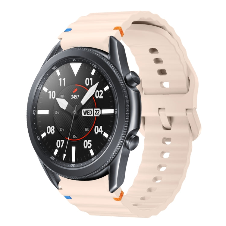 For Samsung Galaxy Watch3 41mm Wave Pattern Stitched Silicone Watch Band(Pink) - Watch Bands by buy2fix | Online Shopping UK | buy2fix