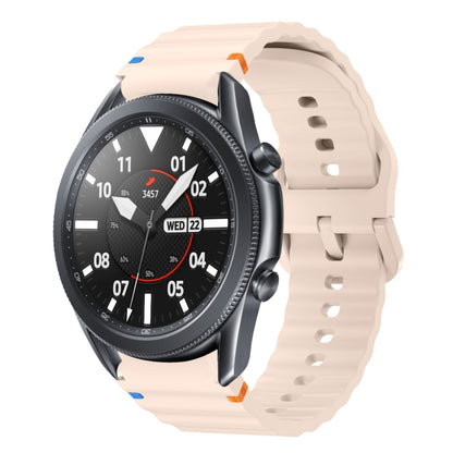 For Samsung Galaxy Watch3 41mm Wave Pattern Stitched Silicone Watch Band(Pink) - Watch Bands by buy2fix | Online Shopping UK | buy2fix