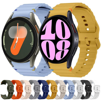 For Samsung Galaxy Watch 7 40 / 44mm Wave Pattern Stitched Silicone Watch Band(Army Green) - Watch Bands by buy2fix | Online Shopping UK | buy2fix