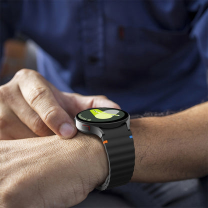 For Samsung Galaxy Watch 6 Classic Wave Pattern Stitched Silicone Watch Band(Starlight) - Watch Bands by buy2fix | Online Shopping UK | buy2fix