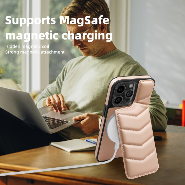 For iPhone 11 Pro Max Down Jacket Card Bag Holder MagSafe Phone Case(Rose Gold) - iPhone 11 Pro Max Cases by buy2fix | Online Shopping UK | buy2fix