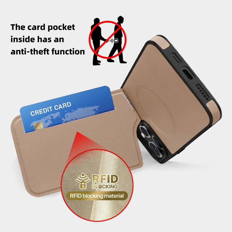 For iPhone 11 Pro Max Down Jacket Card Bag Holder MagSafe Phone Case(Rose Gold) - iPhone 11 Pro Max Cases by buy2fix | Online Shopping UK | buy2fix