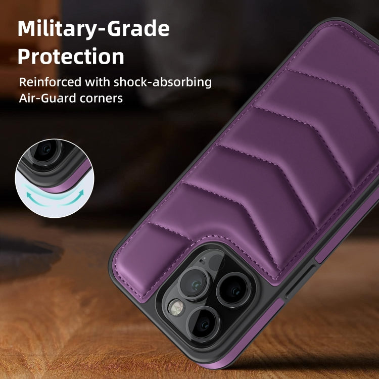 For iPhone 13 Pro Max Down Jacket Card Bag Holder MagSafe Phone Case(Purple) - iPhone 13 Pro Max Cases by buy2fix | Online Shopping UK | buy2fix