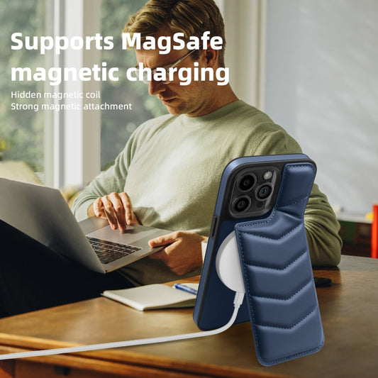 For iPhone 14 Pro Max Down Jacket Card Bag Holder MagSafe Phone Case(Royal Blue) by buy2fix