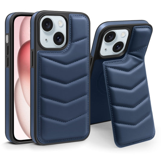 For iPhone 15 Down Jacket Card Bag Holder MagSafe Phone Case(Royal Blue) by buy2fix