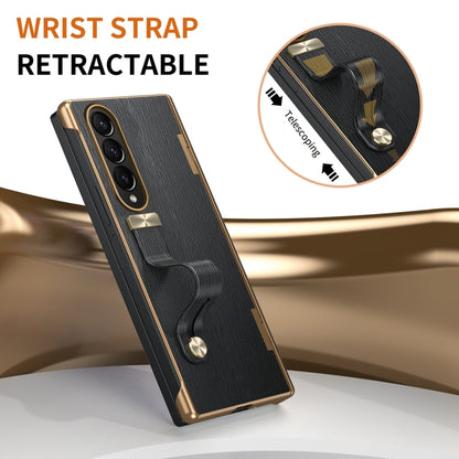 For Samsung Galaxy Z Fold3 Retractable Wrist Strap Invisible Stand Phone Case(Black) - Galaxy Phone Cases by buy2fix | Online Shopping UK | buy2fix