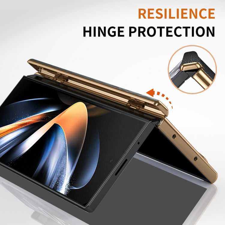 For Samsung Galaxy Z Fold3 Retractable Wrist Strap Invisible Stand Phone Case(Black) - Galaxy Phone Cases by buy2fix | Online Shopping UK | buy2fix