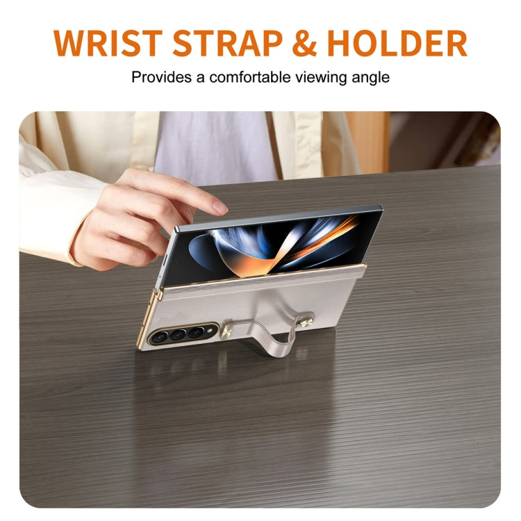 For Samsung Galaxy Z Fold3 Retractable Wrist Strap Invisible Stand Phone Case(Pink) - Galaxy Phone Cases by buy2fix | Online Shopping UK | buy2fix