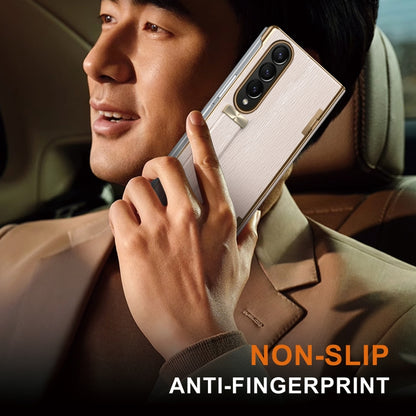 For Samsung Galaxy Z Fold3 Retractable Wrist Strap Invisible Stand Phone Case(Pink) - Galaxy Phone Cases by buy2fix | Online Shopping UK | buy2fix