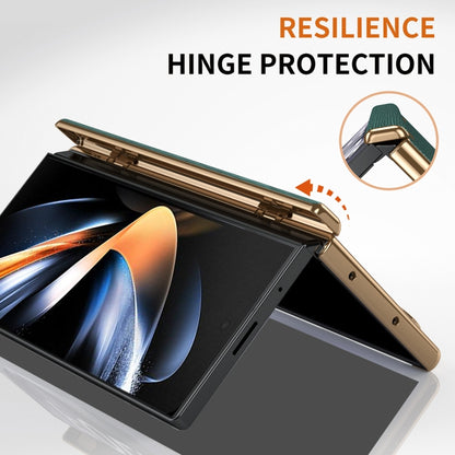 For Samsung Galaxy Z Fold4 Retractable Wrist Strap Invisible Stand Phone Case(Green) - Galaxy Z Fold4 5G Cases by buy2fix | Online Shopping UK | buy2fix