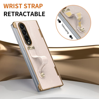 For Samsung Galaxy Z Fold4 Retractable Wrist Strap Invisible Stand Phone Case(Pink) - Galaxy Z Fold4 5G Cases by buy2fix | Online Shopping UK | buy2fix