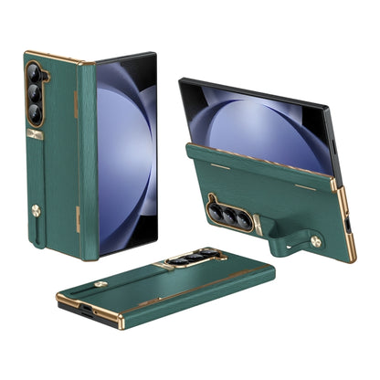 For Samsung Galaxy Z Fold5 Retractable Wrist Strap Invisible Stand Phone Case(Green) - Galaxy Z Fold5 Cases by buy2fix | Online Shopping UK | buy2fix