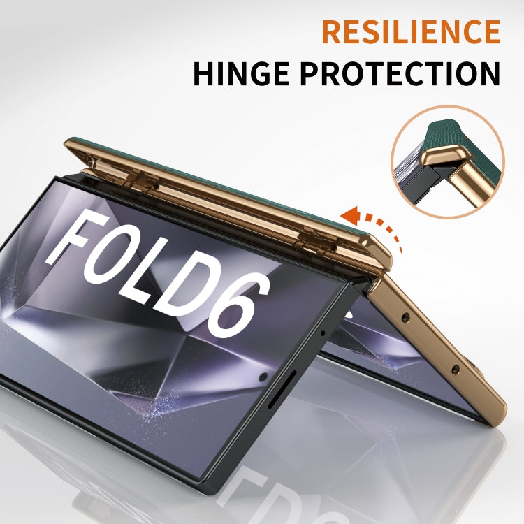 For Samsung Galaxy Z Fold6 Retractable Wrist Strap Invisible Stand Phone Case(Green) - Galaxy Z Fold6 5G Cases by buy2fix | Online Shopping UK | buy2fix