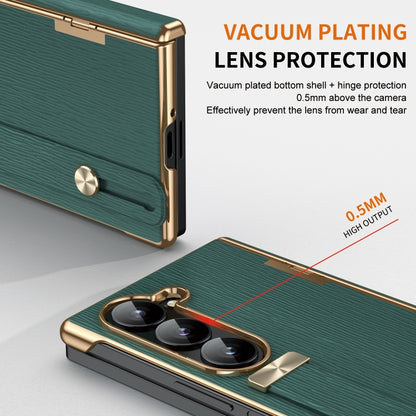 For Samsung Galaxy Z Fold6 Retractable Wrist Strap Invisible Stand Phone Case(Green) - Galaxy Z Fold6 5G Cases by buy2fix | Online Shopping UK | buy2fix