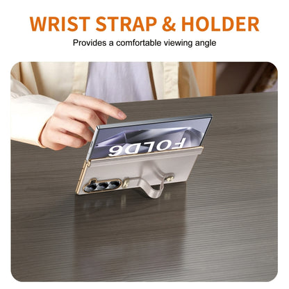 For Samsung Galaxy Z Fold6 Retractable Wrist Strap Invisible Stand Phone Case(Pink) - Galaxy Z Fold6 5G Cases by buy2fix | Online Shopping UK | buy2fix