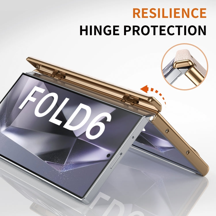 For Samsung Galaxy Z Fold6 Retractable Wrist Strap Invisible Stand Phone Case(Pink) - Galaxy Z Fold6 5G Cases by buy2fix | Online Shopping UK | buy2fix