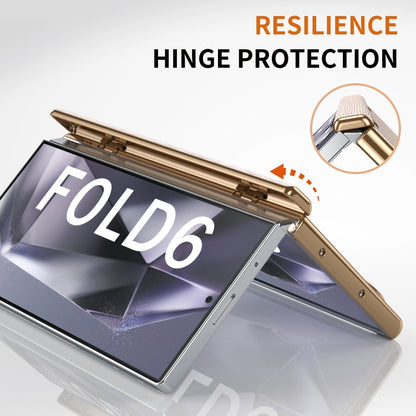 For Samsung Galaxy Z Fold6 Retractable Wrist Strap Invisible Stand Phone Case(Pink) - Galaxy Z Fold6 5G Cases by buy2fix | Online Shopping UK | buy2fix