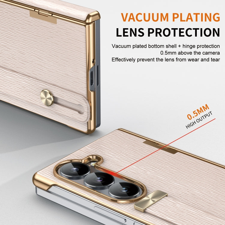 For Samsung Galaxy Z Fold6 Retractable Wrist Strap Invisible Stand Phone Case(Pink) - Galaxy Z Fold6 5G Cases by buy2fix | Online Shopping UK | buy2fix