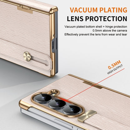 For Samsung Galaxy Z Fold6 Retractable Wrist Strap Invisible Stand Phone Case(Pink) - Galaxy Z Fold6 5G Cases by buy2fix | Online Shopping UK | buy2fix