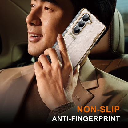 For Samsung Galaxy Z Fold6 Retractable Wrist Strap Invisible Stand Phone Case(Pink) - Galaxy Z Fold6 5G Cases by buy2fix | Online Shopping UK | buy2fix