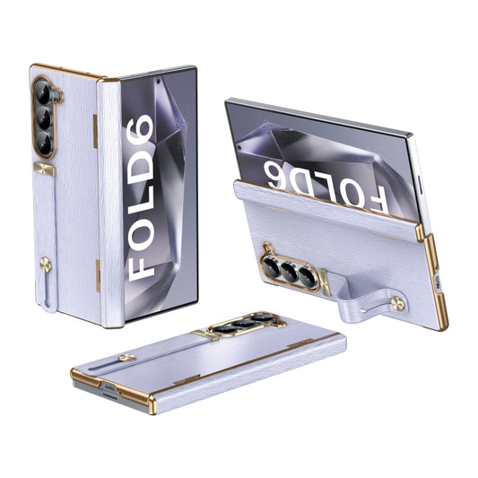 For Samsung Galaxy Z Fold6 Retractable Wrist Strap Invisible Stand Phone Case(Violets) - Galaxy Z Fold6 5G Cases by buy2fix | Online Shopping UK | buy2fix