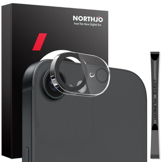 For iPhone 17e / 16e NORTHJO Camera Lens Protector 3D Night Shot Tempered Glass Film(Black)