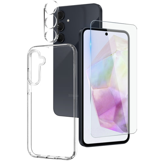 For Samsung Galaxy A35 5G NORTHJO 3 in 1 TPU Phone Case with Screen Protector and Lens Film(Transparent) - Galaxy Phone Cases by NORTHJO | Online Shopping UK | buy2fix