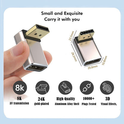 JUNSUNMAY 8K 60Hz PD1.4 Male Displayport to Female Displayport Adapter Converter, Angle:Left -  by JUNSUNMAY | Online Shopping UK | buy2fix