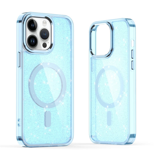 For iPhone 14 Pro Max Glitter MagSafe Shockproof Phone Case(Blue) by buy2fix