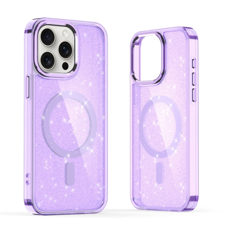 For iPhone 15 Pro Max Glitter MagSafe Shockproof Phone Case(Purple) - iPhone 15 Pro Max Cases by buy2fix | Online Shopping UK | buy2fix