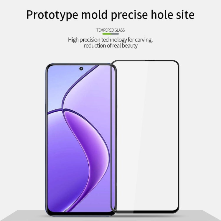 For Realme 12 PINWUYO 9H 3D Curved Explosion-proof Tempered Glass Film(Black) - Realme Tempered Glass by PINWUYO | Online Shopping UK | buy2fix