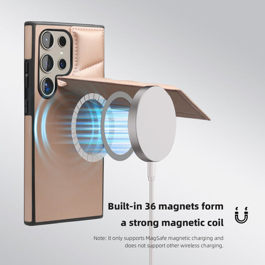 For Samsung Galaxy S24+ 5G Down Jacket Card Bag Holder MagSafe Phone Case(Rose Gold) by buy2fix