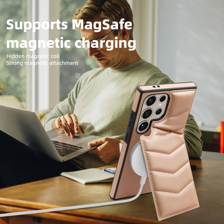 For Samsung Galaxy S24+ 5G Down Jacket Card Bag Holder MagSafe Phone Case(Rose Gold) by buy2fix
