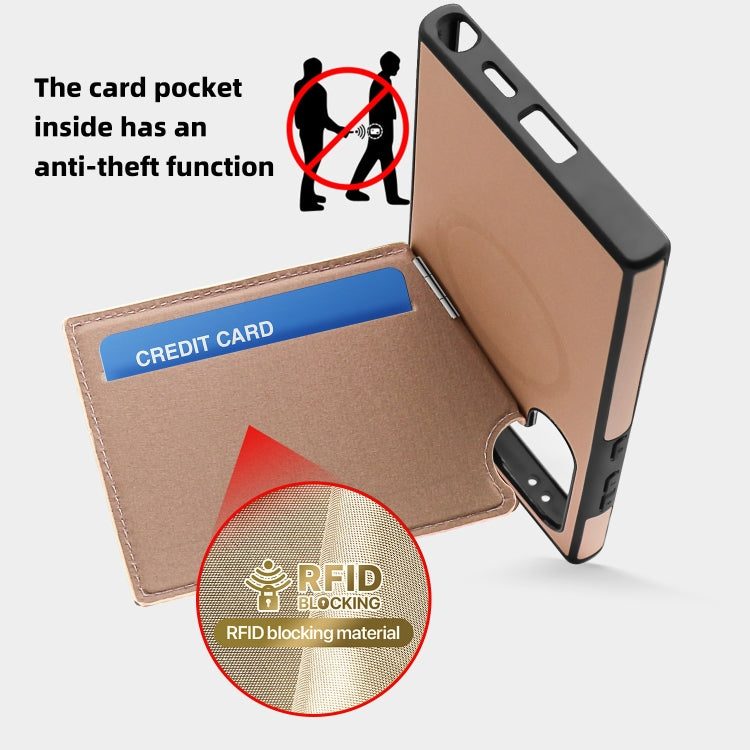 For Samsung Galaxy S24+ 5G Down Jacket Card Bag Holder MagSafe Phone Case(Rose Gold) by buy2fix