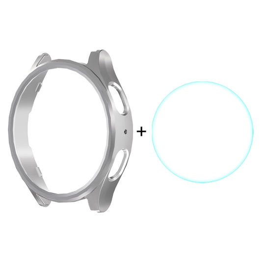 For Samsung Galaxy Watch7 40mm ENKAY Hat-Prince Electroplated Hard PC Case + 0.2mm 9H Glass Screen Protector(Silver)