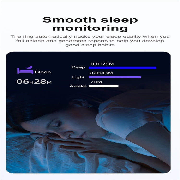 R03 SIZE 7 Smart Ring, Support Heart Rate / Blood Oxygen / Sleep / Multiple Sports Modes(Black) by buy2fix