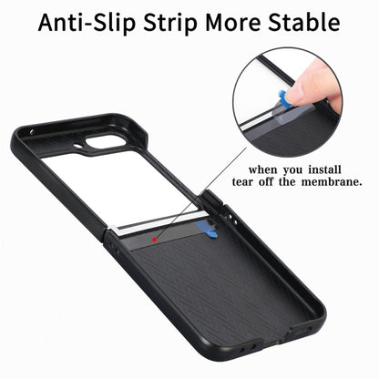 For Samsung Galaxy Z Flip6 / Flip7 FE JUNSUNMAY Carbon Fiber Leather Skin PC Folding Phone Case with Phone Ring(Khaki) - Galaxy Z Flip6 5G Cases by JUNSUNMAY | Online Shopping UK | buy2fix