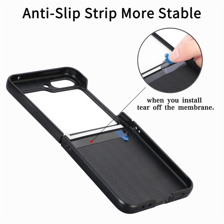 For Samsung Galaxy Z Flip6 / Flip7 FE JUNSUNMAY Carbon Fiber Leather Skin PC Folding Phone Case with Phone Ring(Brown) - Galaxy Z Flip6 5G Cases by JUNSUNMAY | Online Shopping UK | buy2fix