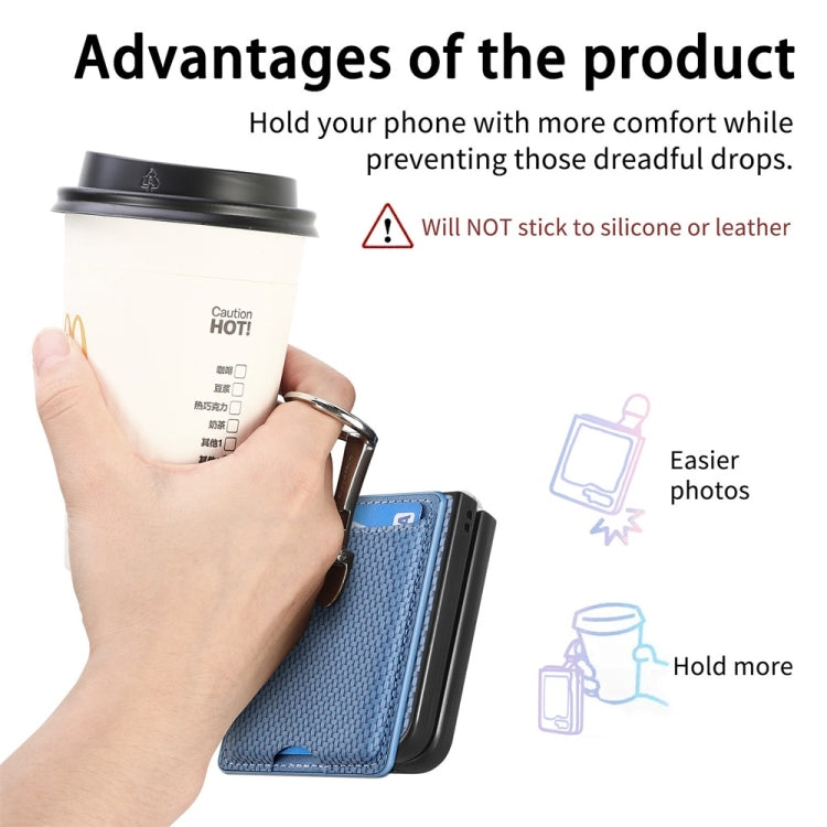 For Samsung Galaxy Z Flip6 / Flip7 FE JUNSUNMAY Carbon Fiber Leather Skin PC Folding Phone Case with Phone Ring(Khaki) - Galaxy Z Flip6 5G Cases by JUNSUNMAY | Online Shopping UK | buy2fix