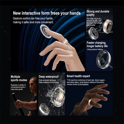 R18 SIZE 8 Smart Ring, Support Heart Rate / Blood Oxygen / Sleep / Multiple Sports Modes(Black) by buy2fix