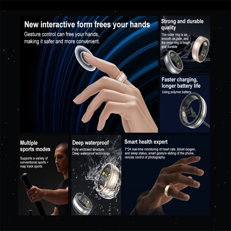 R18 SIZE 8 Smart Ring, Support Heart Rate / Blood Oxygen / Sleep / Multiple Sports Modes(Gold) by buy2fix