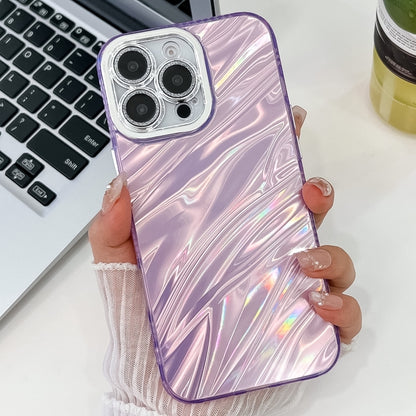 For iPhone 16 Pro Plating Glitter Texture TPU Phone Case with Lens Film(Purple Water Ripples) - iPhone 16 Pro Cases by buy2fix | Online Shopping UK | buy2fix