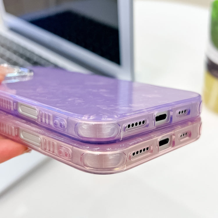 For iPhone 16 Plus Plating Glitter Texture TPU Phone Case with Lens Film(Purple Shell Pattern) - iPhone 16 Plus Cases by buy2fix | Online Shopping UK | buy2fix