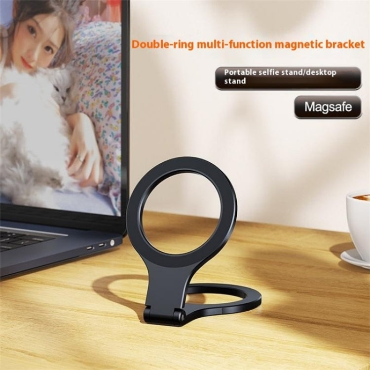 D59 Aluminum Alloy Finger Ring Grip MagSafe Dual Magnetic Phone Back Dual Ring Holder - Ring Holder by buy2fix | Online Shopping UK | buy2fix
