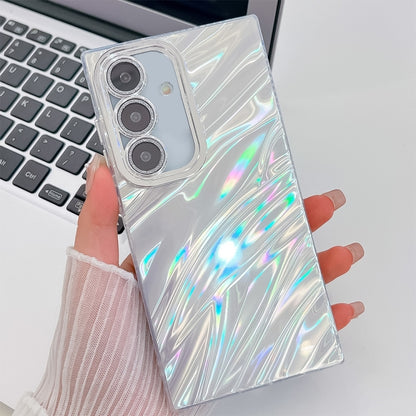 For Samsung Galaxy S25+ 5G Plating Glitter Texture TPU Phone Case with Lens Film(White Water Ripples) - Galaxy S25+ 5G Cases by buy2fix | Online Shopping UK | buy2fix