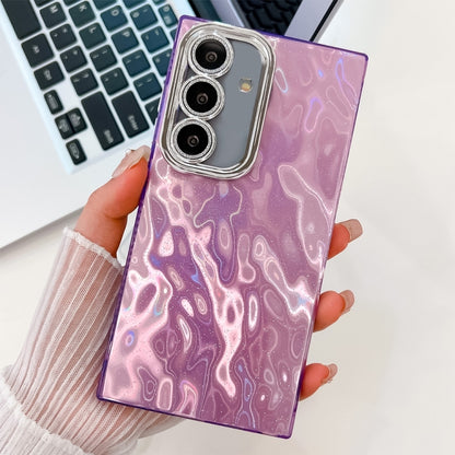 For Samsung Galaxy S25+ 5G Plating Glitter Texture TPU Phone Case with Lens Film(Purple Wrinkles) by buy2fix