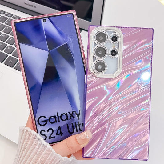 For Samsung Galaxy S25+ 5G Plating Glitter Texture TPU Phone Case with Lens Film(Purple Water Ripples) by buy2fix