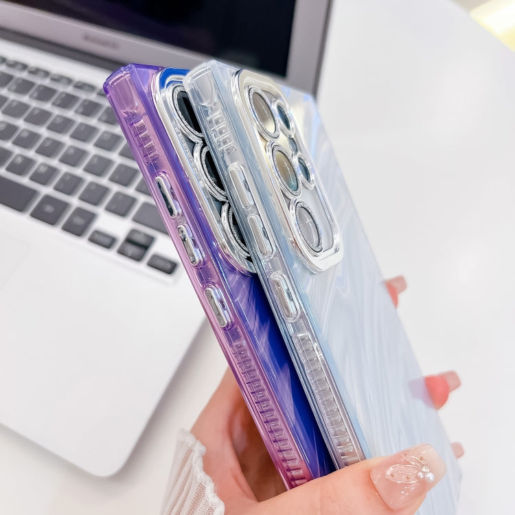 For Samsung Galaxy S25+ 5G Plating Glitter Texture TPU Phone Case with Lens Film(Pink Shell Pattern) by buy2fix