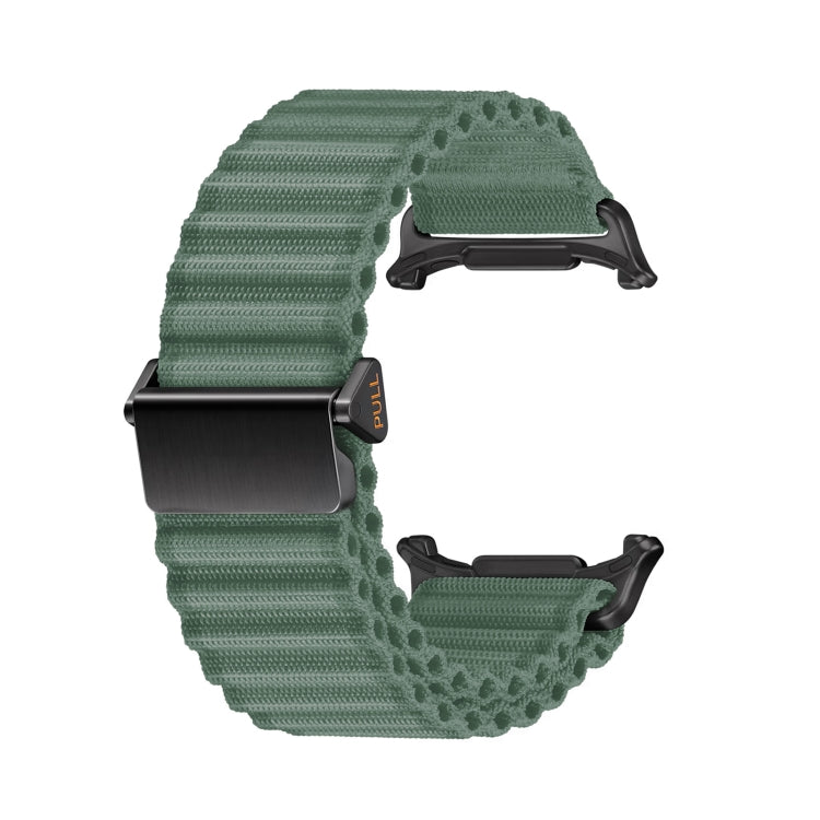 For Samsung Galaxy Watch Ultra 47mm Ocean Style Magnetic Buckle Braided Watch Band(Army Green) - Watch Bands by buy2fix | Online Shopping UK | buy2fix