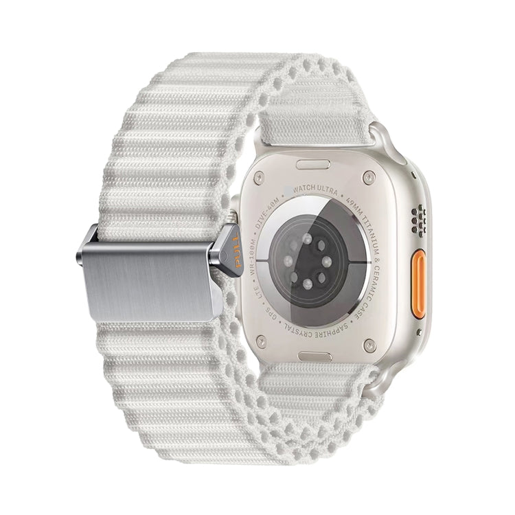 For Apple Watch Ultra 2 49mm Off Road Magnetic Buckle Braided Nylon Watch Band(White) by buy2fix